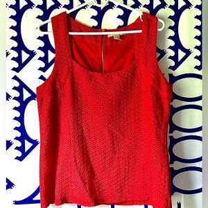 Banana Republic Eyelet Cotton Red Sleeveless Top with exposed zipper